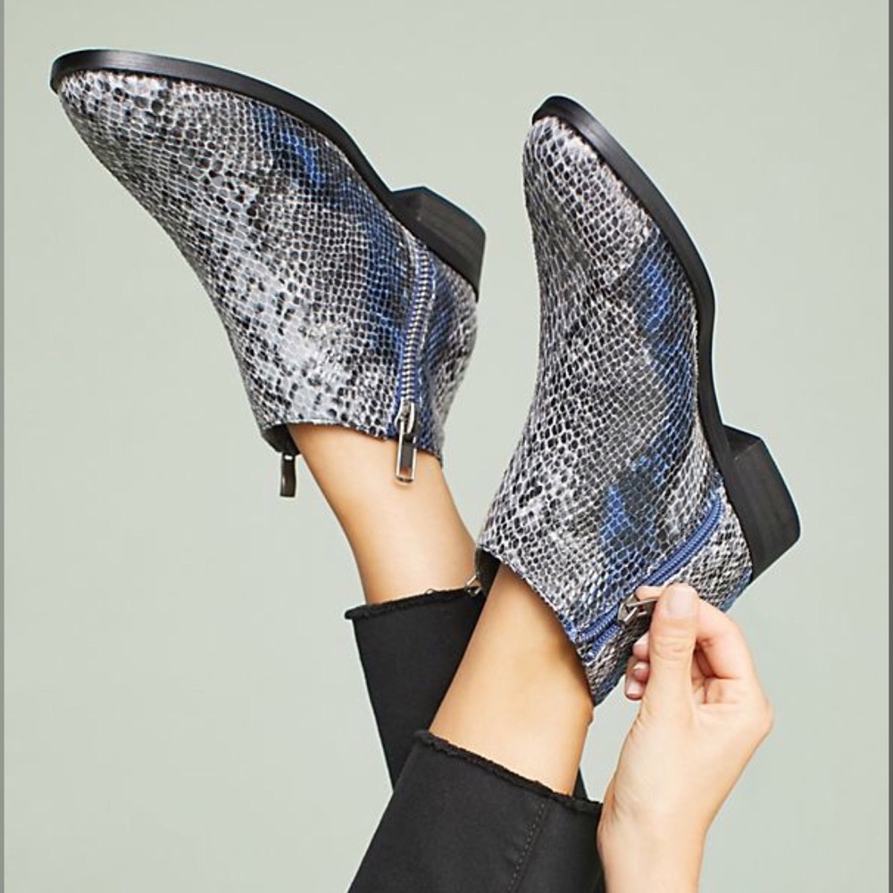 Anthropologie Vanessa Wu Snake Print Ankle Boots